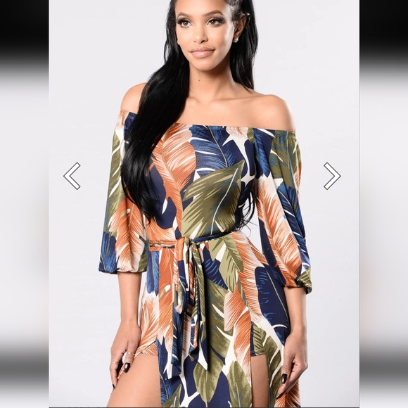 Fashion Nova Curve Night Moves Off-Shoulder Romper Maxi Dress Olive Combo Size L - Picture 2 of 16